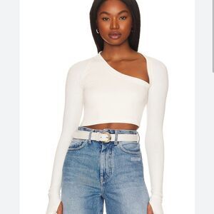 ALIX NYC ribbed asymetrical neckline crop top